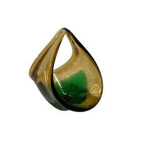 Vintage Merano Glass Basket Bowl Hand Blown MCM Mid Century Modern Italian Art